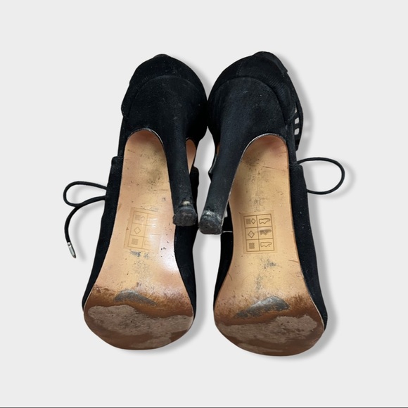 Dolce Vita Lace up Black Suede Heels 8.5 - Picture 4 of 6